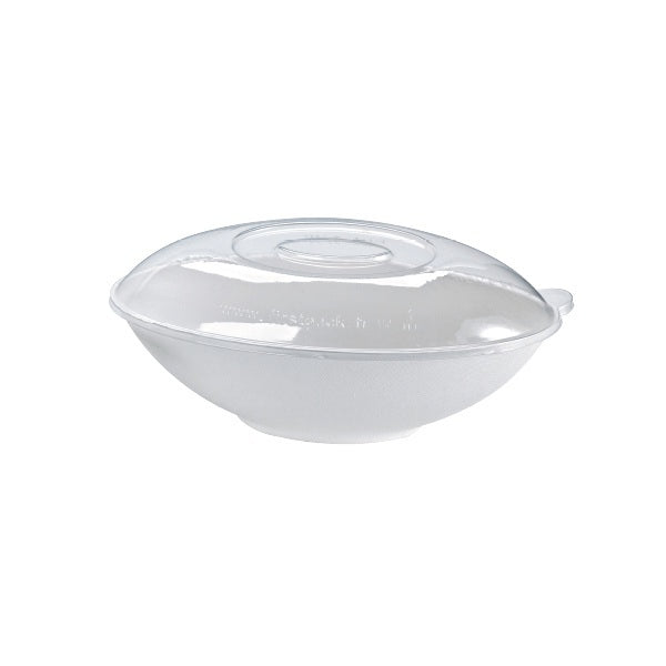 Clear Recyclable Lid for Sugarcane Oval Serving Bowl