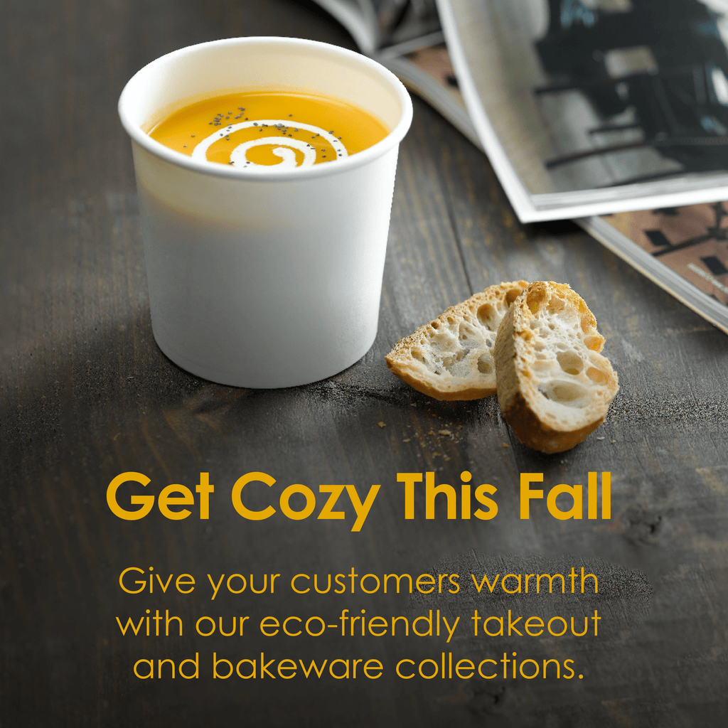 Get Cozy This Fall. Give your customers warmth with our eco-friendly takeout and bakeware collections.