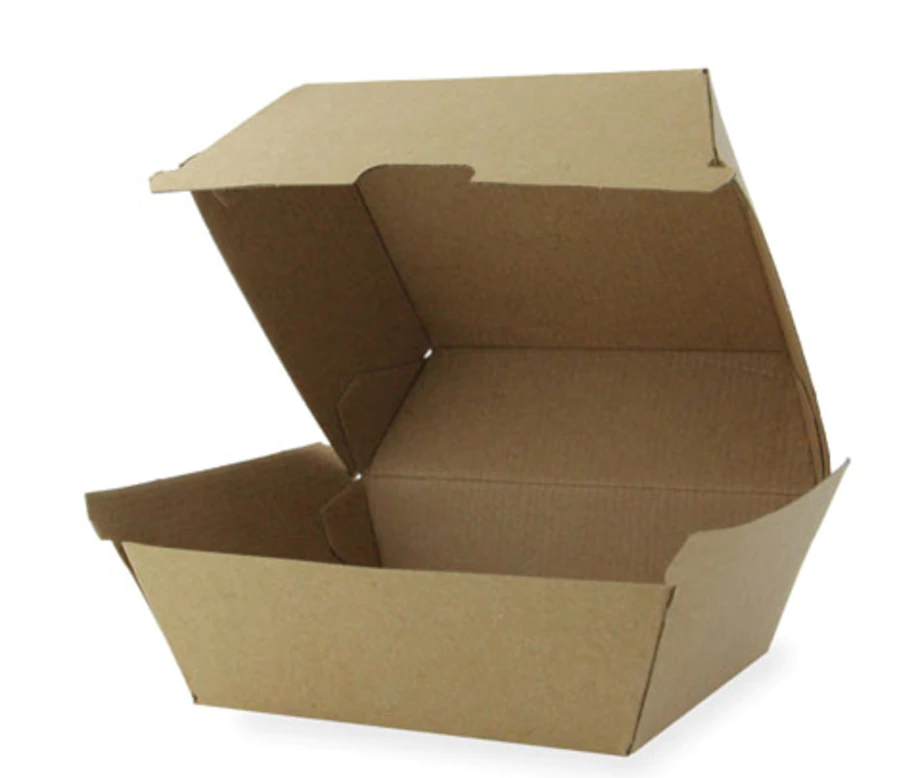 Kraft Corrugated Hamburger Clamshell Take Out Box 12oz- 5.3in x 4.9in ...
